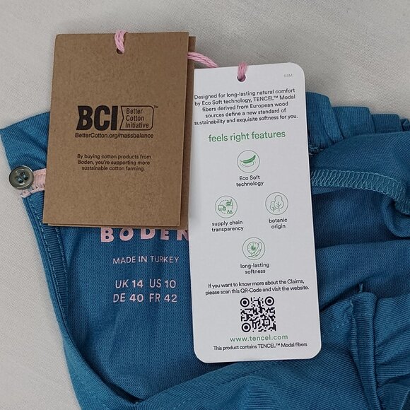 Boden Top Blouse NEW Supersoft Ruffle Cotton Tencel Feminine Comfy Work Teal 10 - Picture 12 of 16